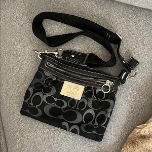 Coach Black and Gray Patterned Crossbody Bag